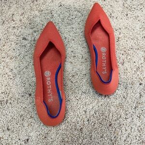 Rothy's Women's Bright Orange Flats with Blue Accents
